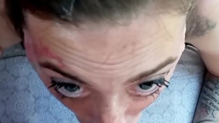 POV sloppy gagging throat fuck THROAT PIE SURPRISE
