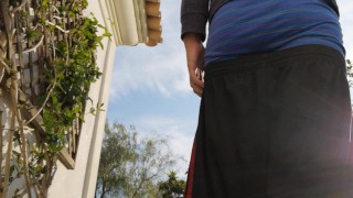 Hot guy caught smoking and sagging outside (non-nude) 