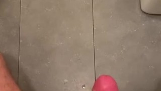 Man solo huge cum in bathroom
