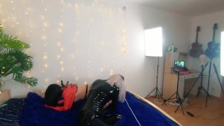 Backstage of Pretty Lesbian Fetish Girls Doing Sex Video. Positive Femdom, Sex Play, Latex Leather 