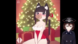 Recebendo um boquete da catgirl de natal