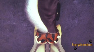 Furry Yaoi - Fox fucked by Dog and cums in his ass in the street