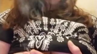 Sexy smoking inhales, sexy red head bi g tits/smoking fetish 