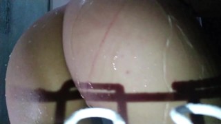SEXY college SLUT in the shower SPANKING her ASS really HARD until she gets 1 SCRATCH in her BUTT 
