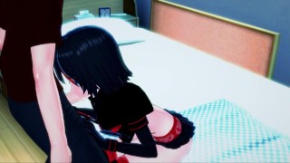 Ryuko Matoi giving blowjob and getting mouth fucked.
