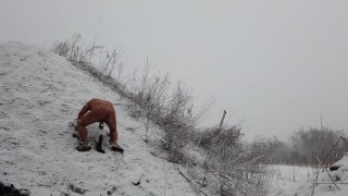 Gay Winter Story - best moments from new video - outfdoor public dildo play and hole stretching