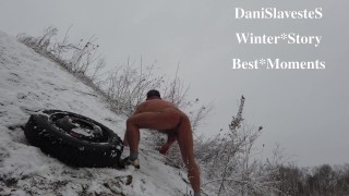 Gay Winter Story - best moments from new video - outfdoor public dildo play and hole stretching