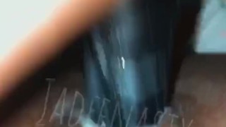 Ebony Creams On Big Black Dildo