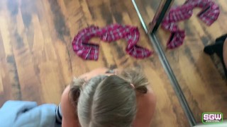 Sext Schoolgirl Gives a Blowjob and Swallows Load