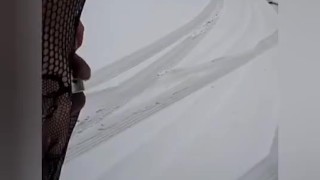 Naughty pee and naked in snow 