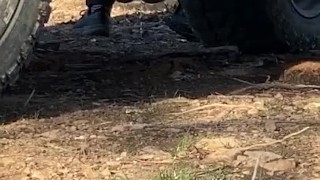 Guy caught MILF peeing in the woods alone 
