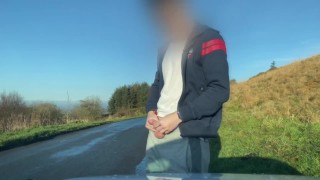 **ALMOST CAUGHT** TEEN JERKING OFF ON PUBLIC ROAD