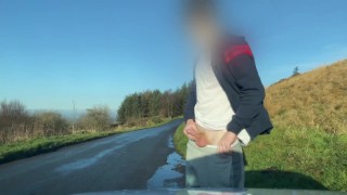 **ALMOST CAUGHT** TEEN JERKING OFF ON PUBLIC ROAD