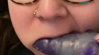 Sucking Bad Dragon style dildo POV joi dick sucking