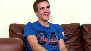 Cute British twink Leo M masturbates solo after interview