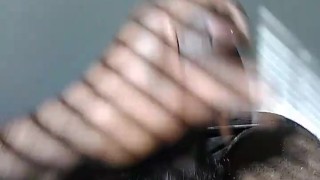 Stroking My Long Big Black Cock To A Surprise Huge Cum Load