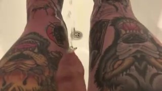 Desperate wetting while taking off gym shorts