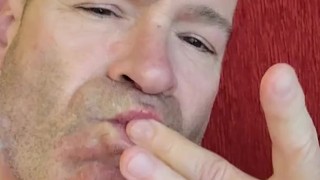 Self facial cum eating