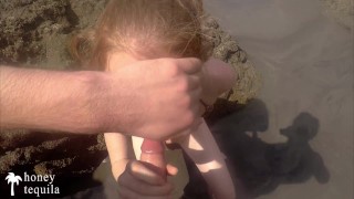 Horny Amateur Couple Have Hot Risky Sex on Public Beach - He Cums All Over Me!!