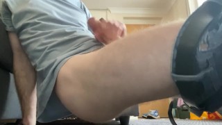 Wanking hard on the floor. So horny after watching porn 