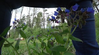 Mature BBW outdoor pissing and hairy pussy POV.