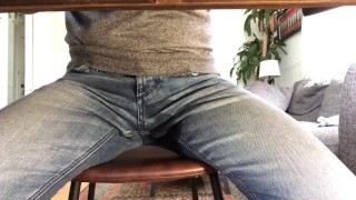 Pissed in my pants little by little and then jerked off during boring virtual work meeting