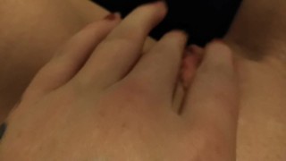 Horny girl trys to play with clit till husband walks in 