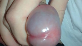 Cute Femboy plays with his Cock in a Ribbon with Saliva as Lube