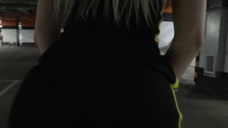 Amateur Girl Flashing her Pussy Upskirt in a Mall Parking
