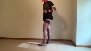 Sissy Showing Off Sexy New Lace Stockings