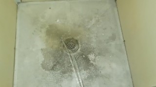 Mommy let me pee in shower at an abandon cabin in the woods