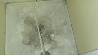 Mommy let me pee in shower at an abandon cabin in the woods
