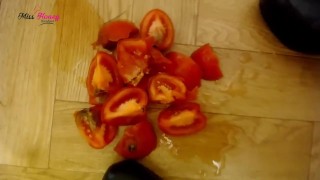 Filthy boots tomatoes and cream squashing