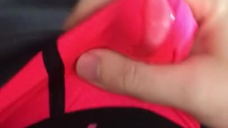 Cumming in my pink American Eagle briefs