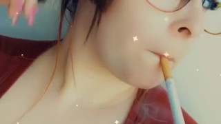 Smoking Marlboro red 100s