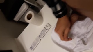 Jerking off with friend's underwear 