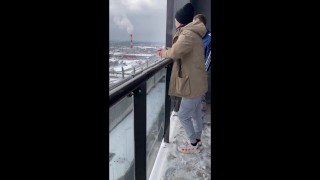 Imperceptibly sucked a guy on a shared balcony in public