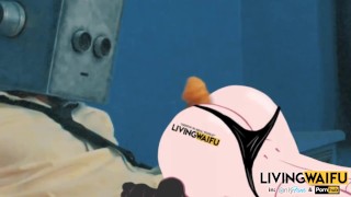 Real anime teen waifu - hentai with Belle Delphine big cosplay - shaking her japanese animation ass