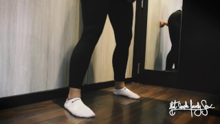 I film my fitness coach rubbing her pussy with a huge dildo. She has a perfect ass in yoga pants