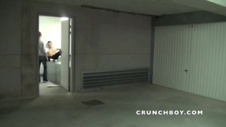 FRENCH TWINKS SEXY USED BY BAD BOY IN SNEAKER IN PUBLIC PARKING FOR CRUNCHBOY