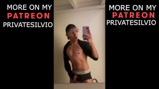 Blond boy excited and let his cum out