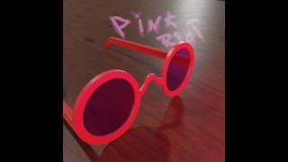 Hot tattooed emo with pink hair and glasses dances and masturbates