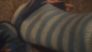 Blue Nike Shoes & Cute Striped Fuzzy Dirty Socks (No Audio)