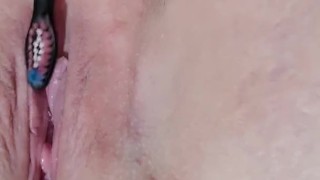 Close up electric toothbrush in pussy