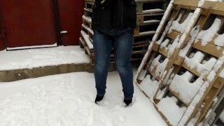 First Outdoor Video. Desperation Wetting After Holding.