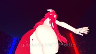 Red Head Neko in Black Booty Shorts Strips Down Thigh High Hentai Choker Tail Play POV Lap Dance