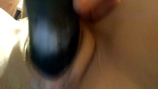Creaming on my black dildo