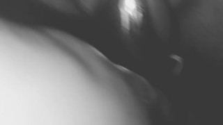 beautiful girl MASTURBATES while no one is home her narrow WET PUSSY in (black & white)