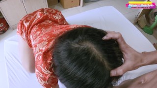 Chinese New Year 中国新年 Fuck big tits college in Cheongsam เย่อน้องหมวยคาชุดกี่เพ้า