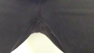 Pee&Cum@Work. 1 w/ a bent over view of my asshole farting, balls hanging & flaccid cock pissing